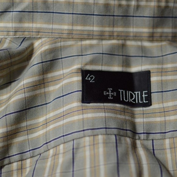 Turtle Men sz 42 Dress Shirt Long Sleeves Plaids Buttons Up Classics - Picture 5 of 7